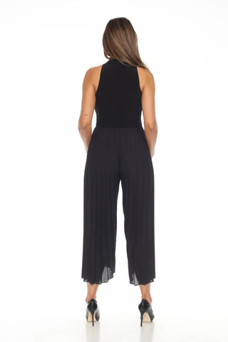 Joseph Ribkoff - V-neck Sleeveless Pleated Wide-leg Jumpsuit