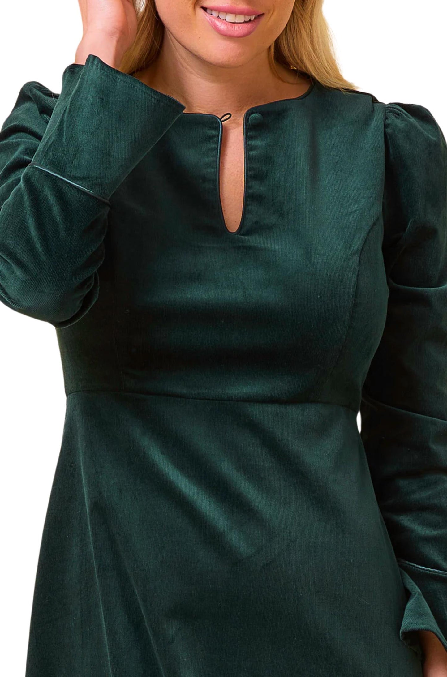 Aspiga - Paloma Round Neck Long Sleeve Stretch Corduroy Dress