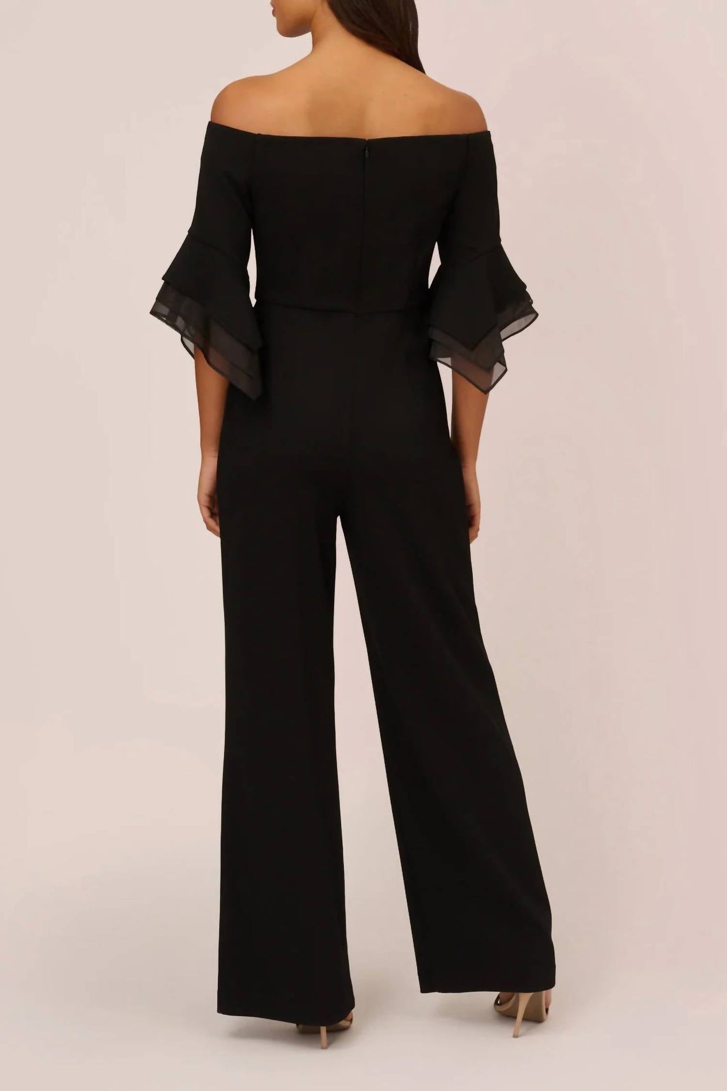 Adrianna Papell - Off Shoulder Flounce Sleeve Jumpsuit