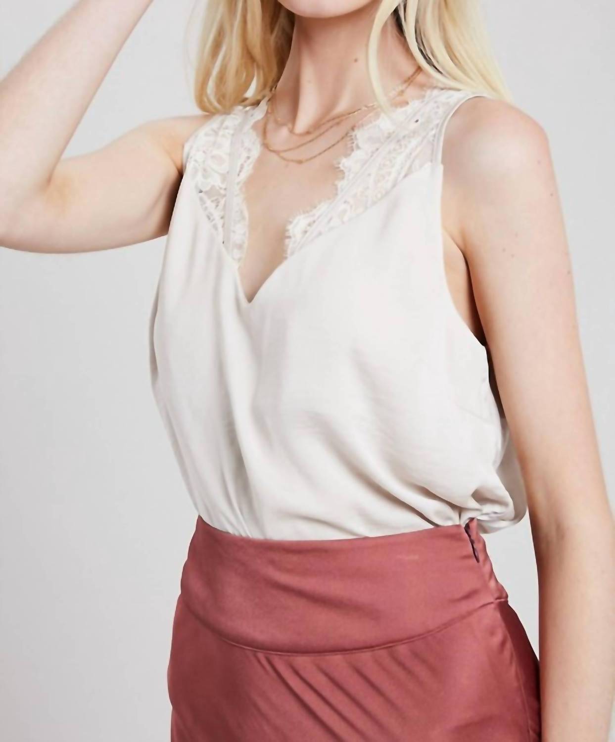 Wishlist - Satin Lace Trimmed Top
