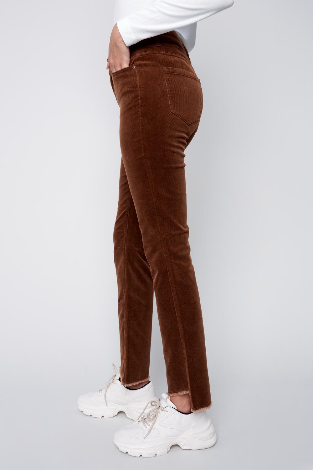 Charlie B - Corduroy Asymmetrical Hem Bootcut Leg Pants