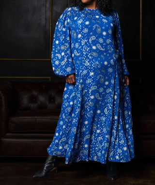 Never Fully Dressed - Blue Running Paisley Bibi Maxi Dress - Plus