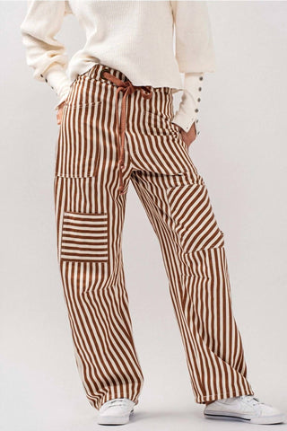 Urban Daizy - Railroad Striped Patch Pocket Utility Pants