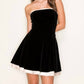 B.Right - Velvet Panel Satin Bandeau Corset Mini Dress With Lace-up Back Accent