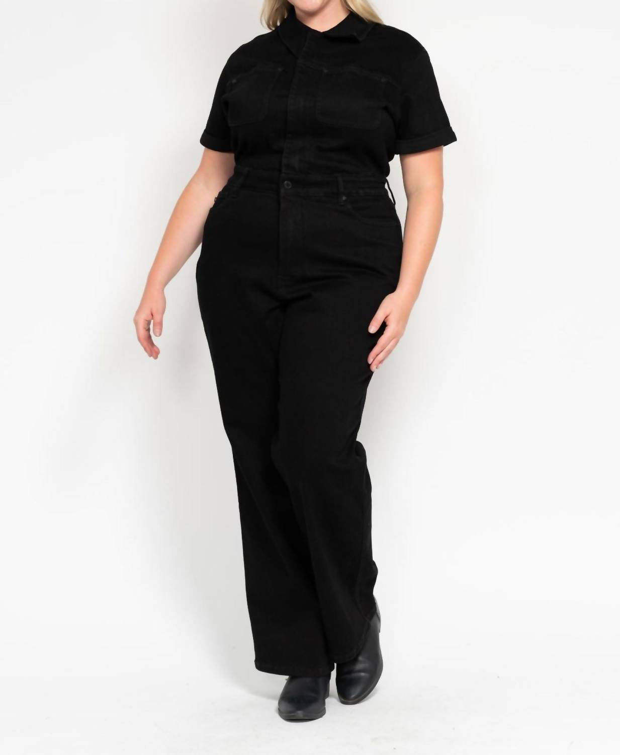 Judy Blue - High Waist Tummy Control Jumpsuit Straight Leg Jeans - Plus