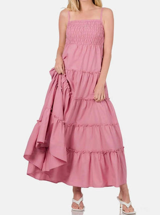 Zenana - Woven Smocked Tiered Cami Maxi Dress