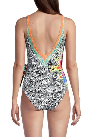 Johnny Was - Zebra Print Wrap Style Swimsuit