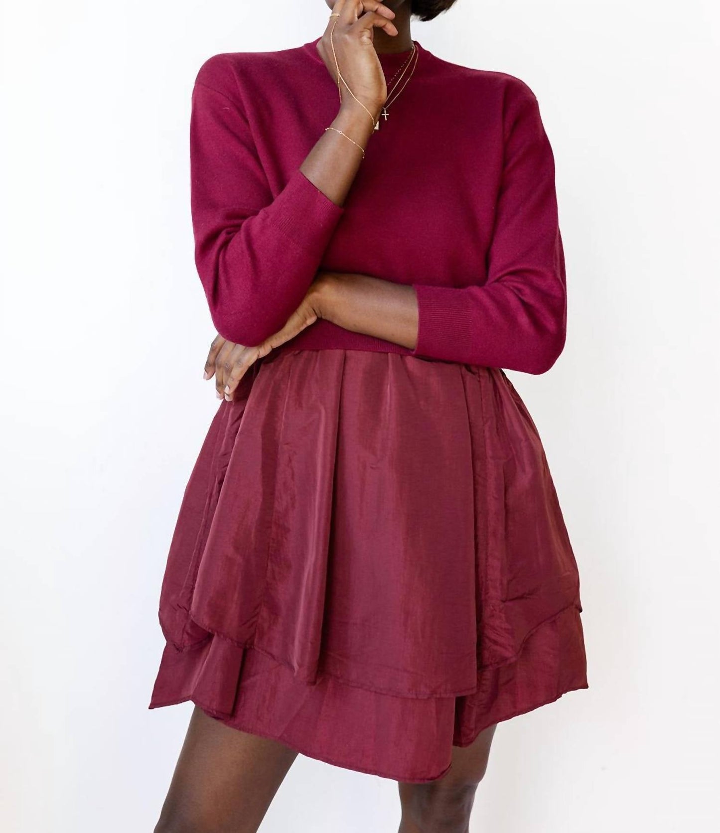 Baevely By Wellmade - Mary 3/4 Sleeve Mini Sweater Dress