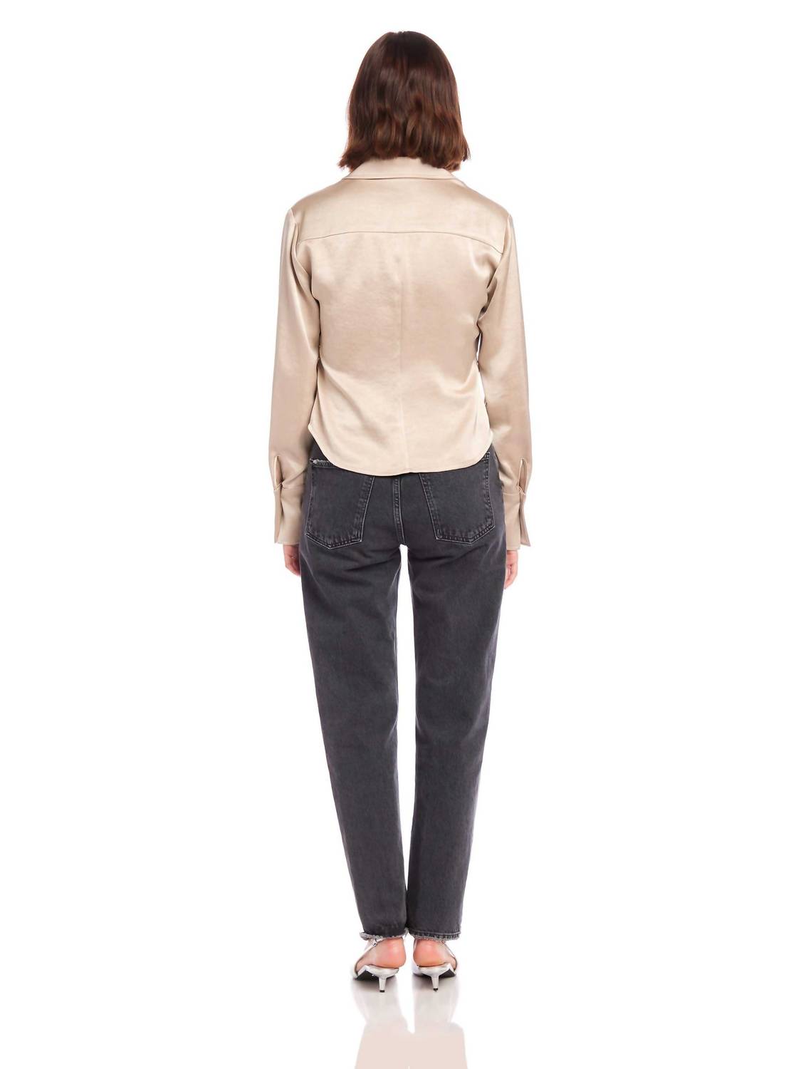 Fifteen Twenty - Tawnie Side-pleat Satin Shirt