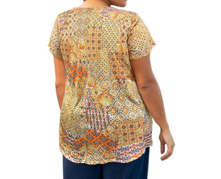On The Plus Side - Printed Tyler Flair Short Sleeve Top - Plus Size