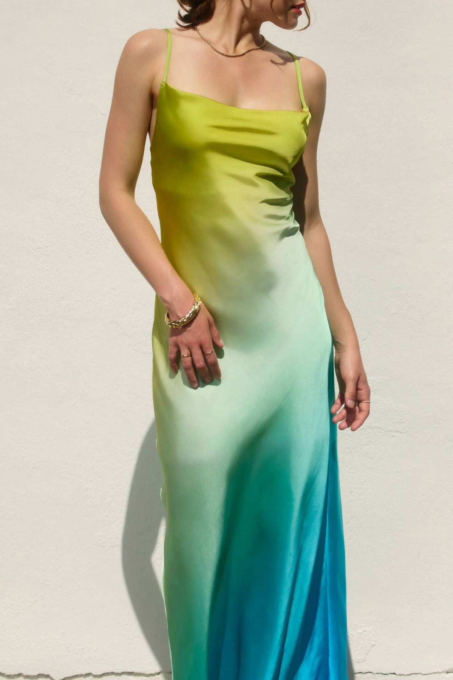 Dress Forum - Satin Ombre Criss Cross Back Dress