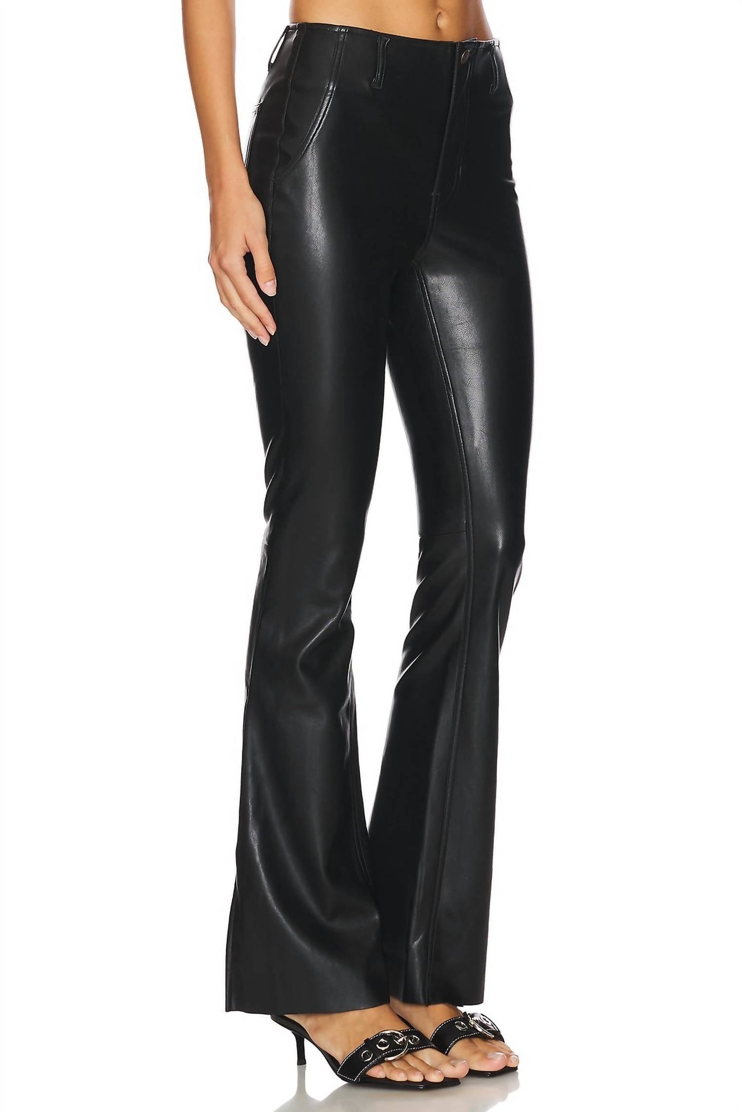Free People - Level Up Vegan Leather Slit Boot Cut Pants