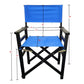 Folding Wooden Director Chairs with Blue Canvas (Set of 2)