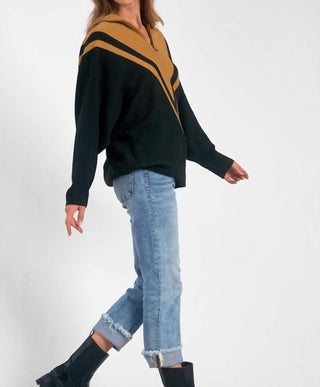 Elan - Chevron Quarter Zip Sweater