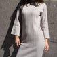 Mima Rosso - Cable Knit Bell Sleeve Dress