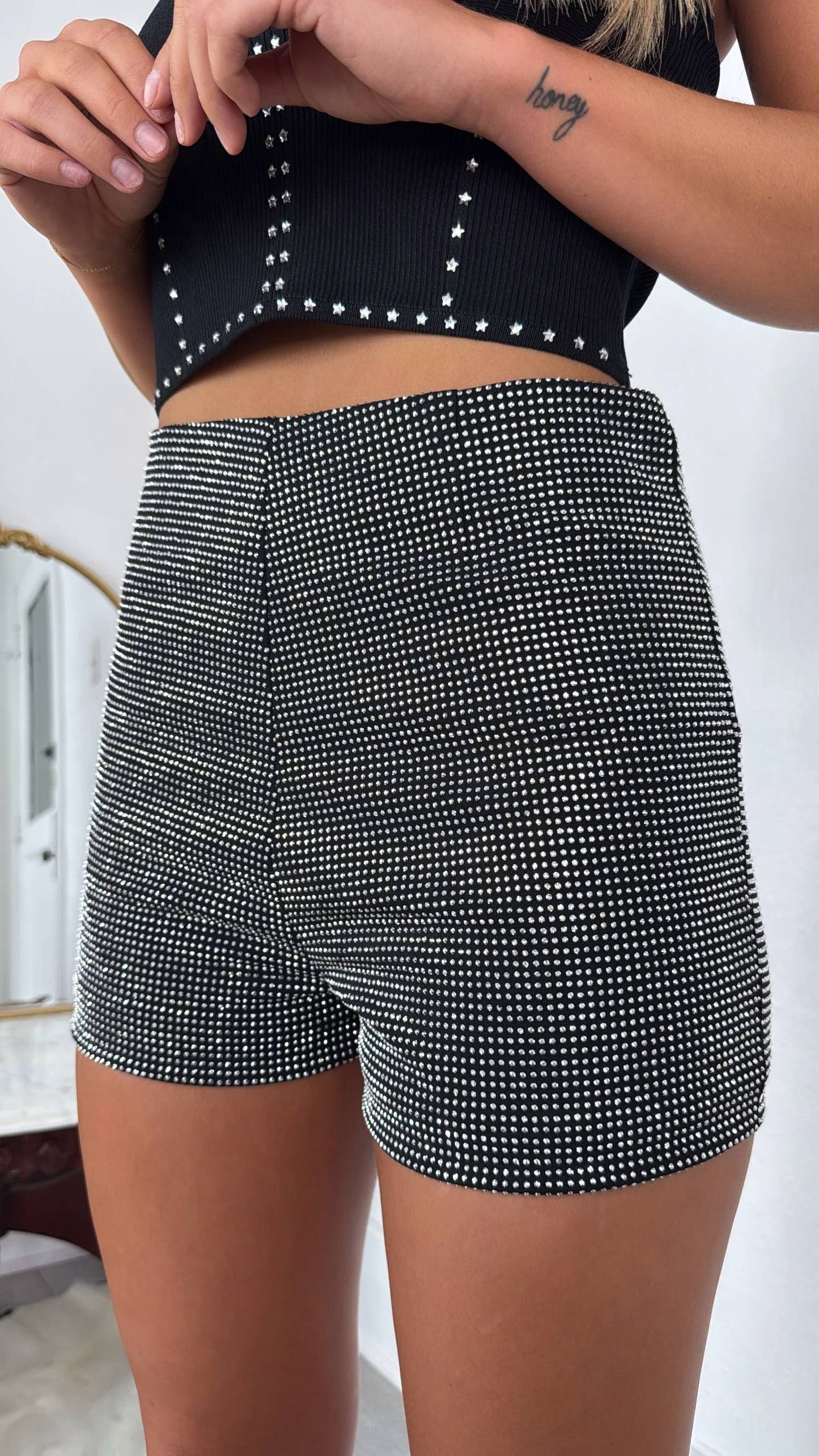 Cloud Ten - Rhinestone Studded shorts