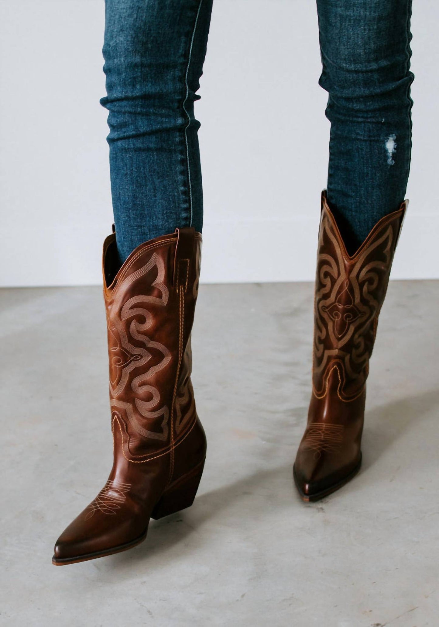 Steve Madden - Women's West Brown Leather Cowboy Boots