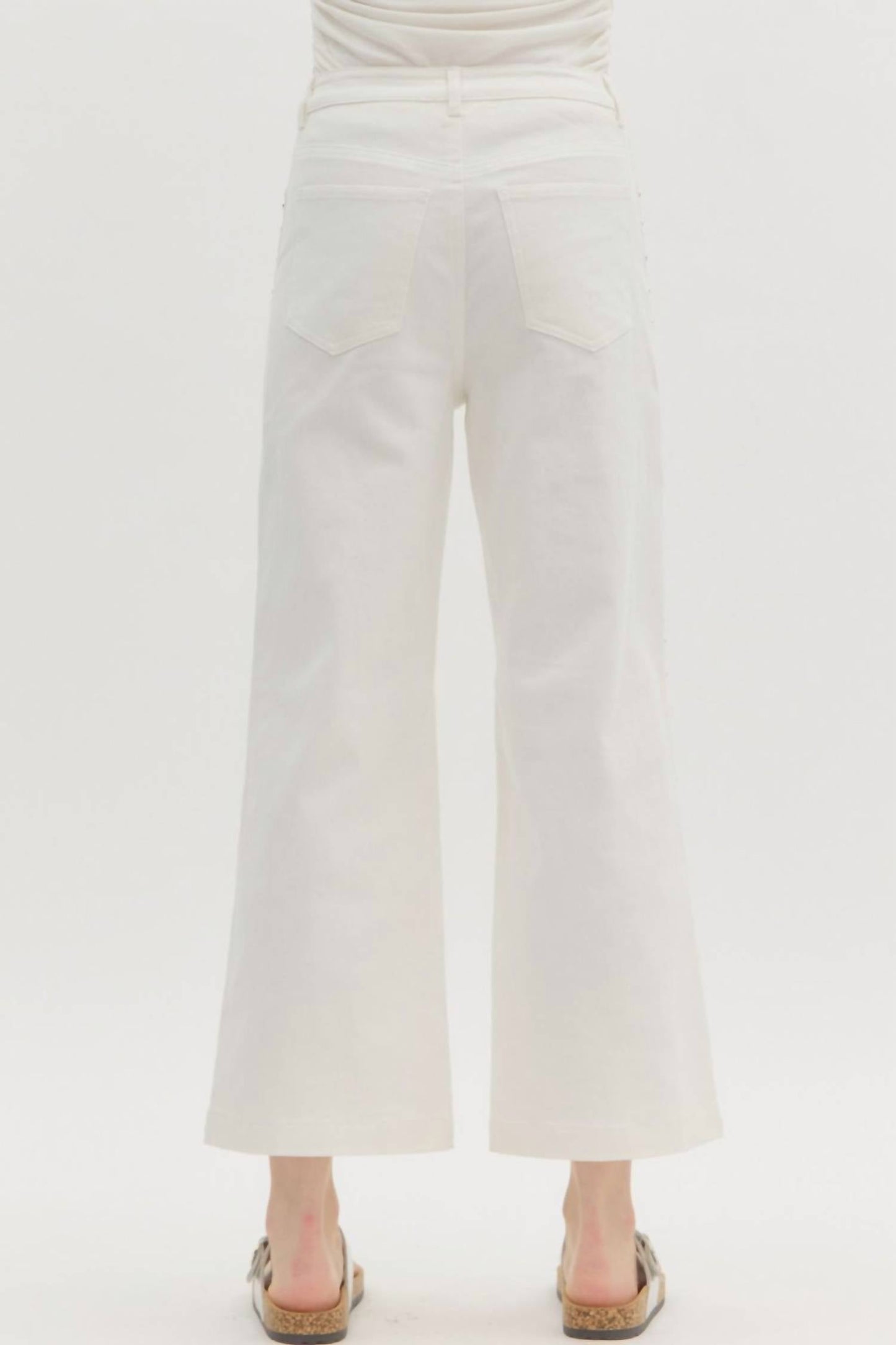 Entro - Stud Embellished High Waisted Pants