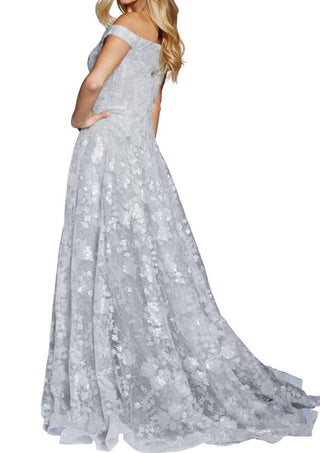 Jovani - Diaphanous Off-the-shoulder Gown