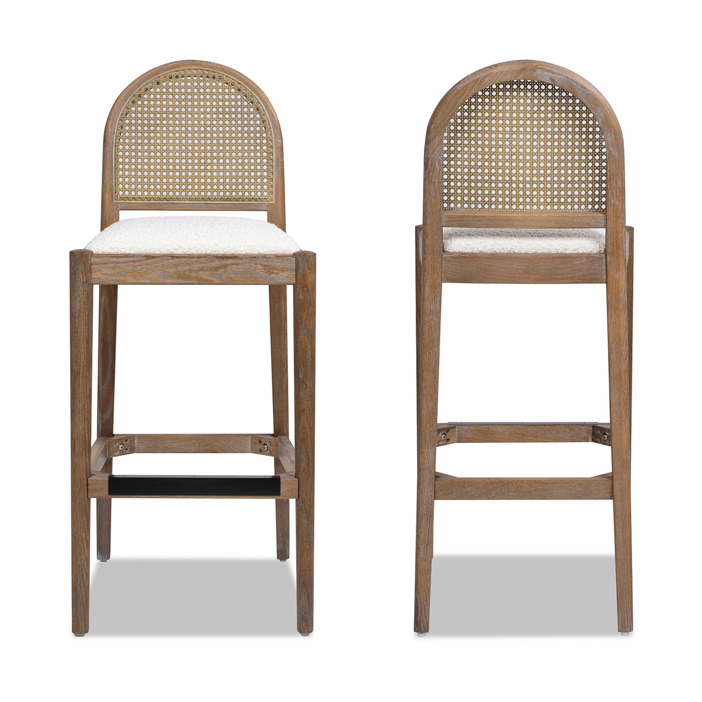 Arlin Upholstered Stool with Curved Back and Footrest - Set of 2