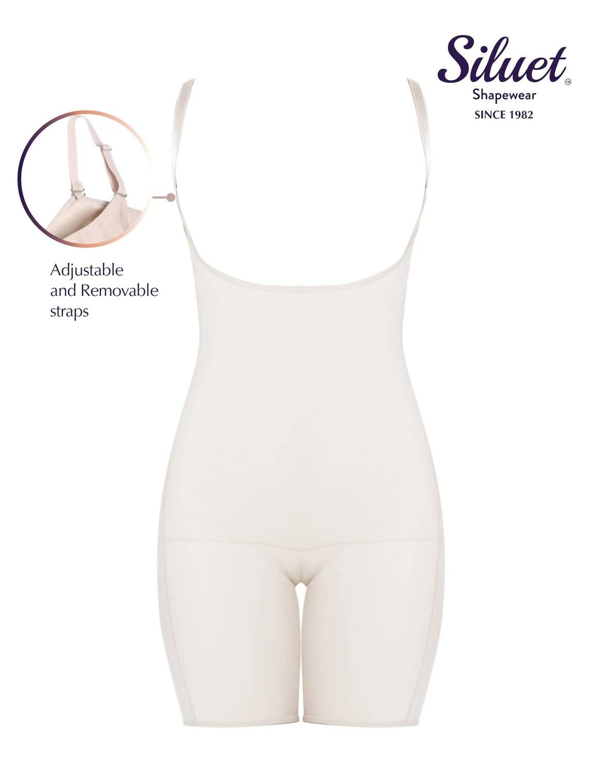 Siluets - Mid-thigh Full Body Shaper For Women – Adjustable Straps And Firm Compression