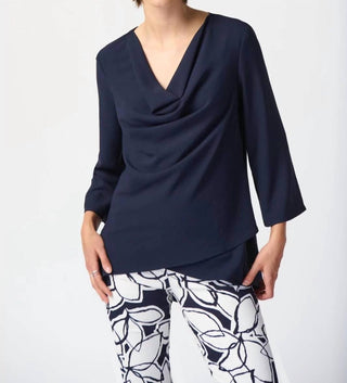 Joseph Ribkoff - Woven Cowl Neck Flared Top