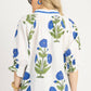 Aapparella - Floral V Neck 3/4 Sleeve Blouse