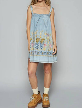 Pol - Embroidered Denim Dress
