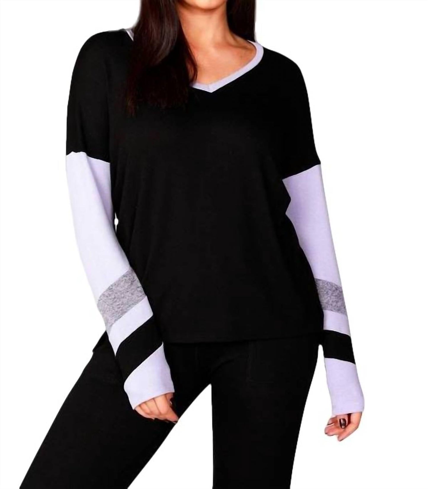 French Kyss - Color Block V-Neck with Stripe