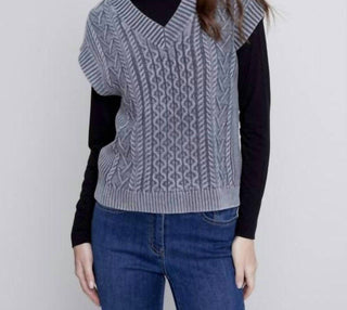 Charlie B - Cable Knit V-neck Sweater Vest