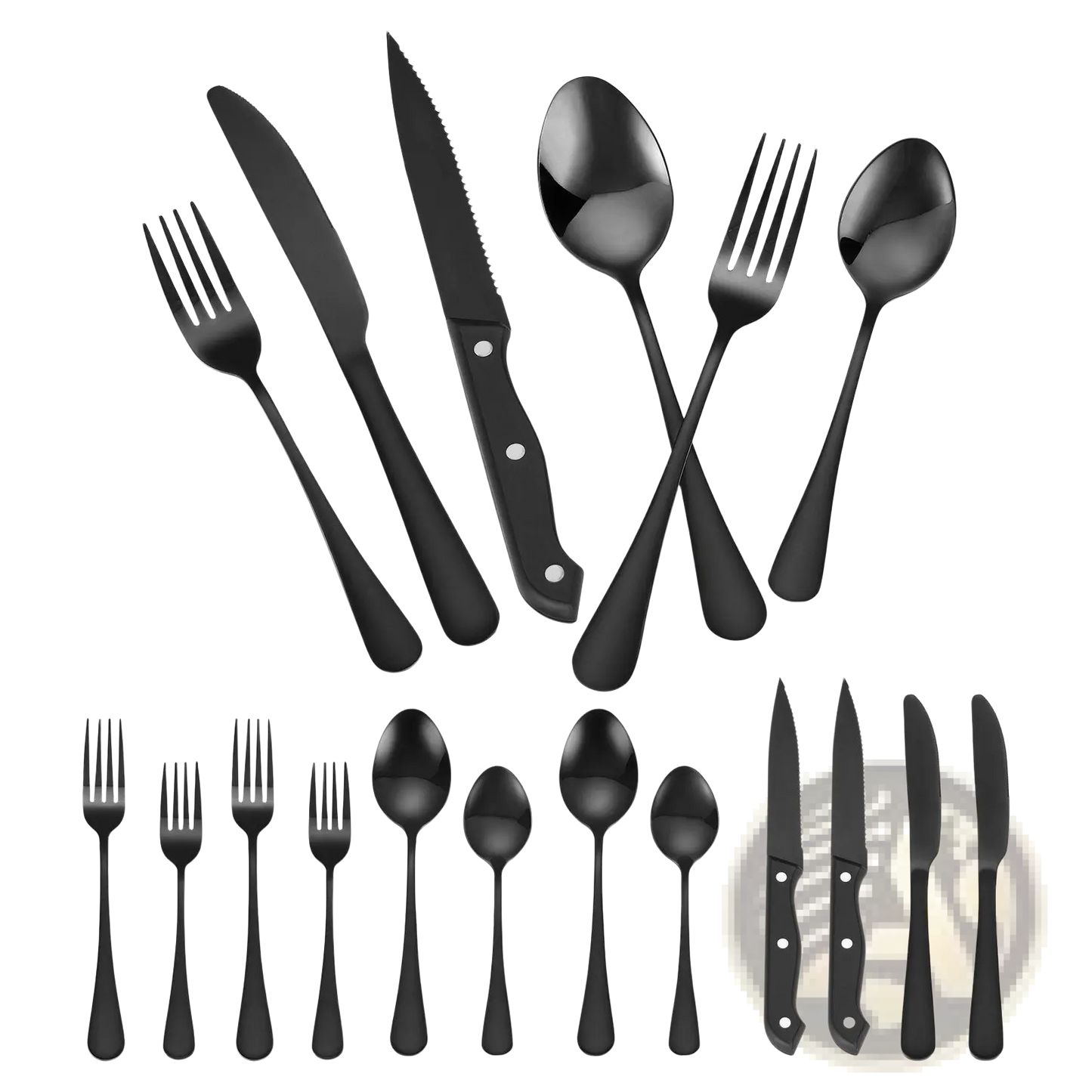 48-piece Black Stainless Steel Silverware Set for 8