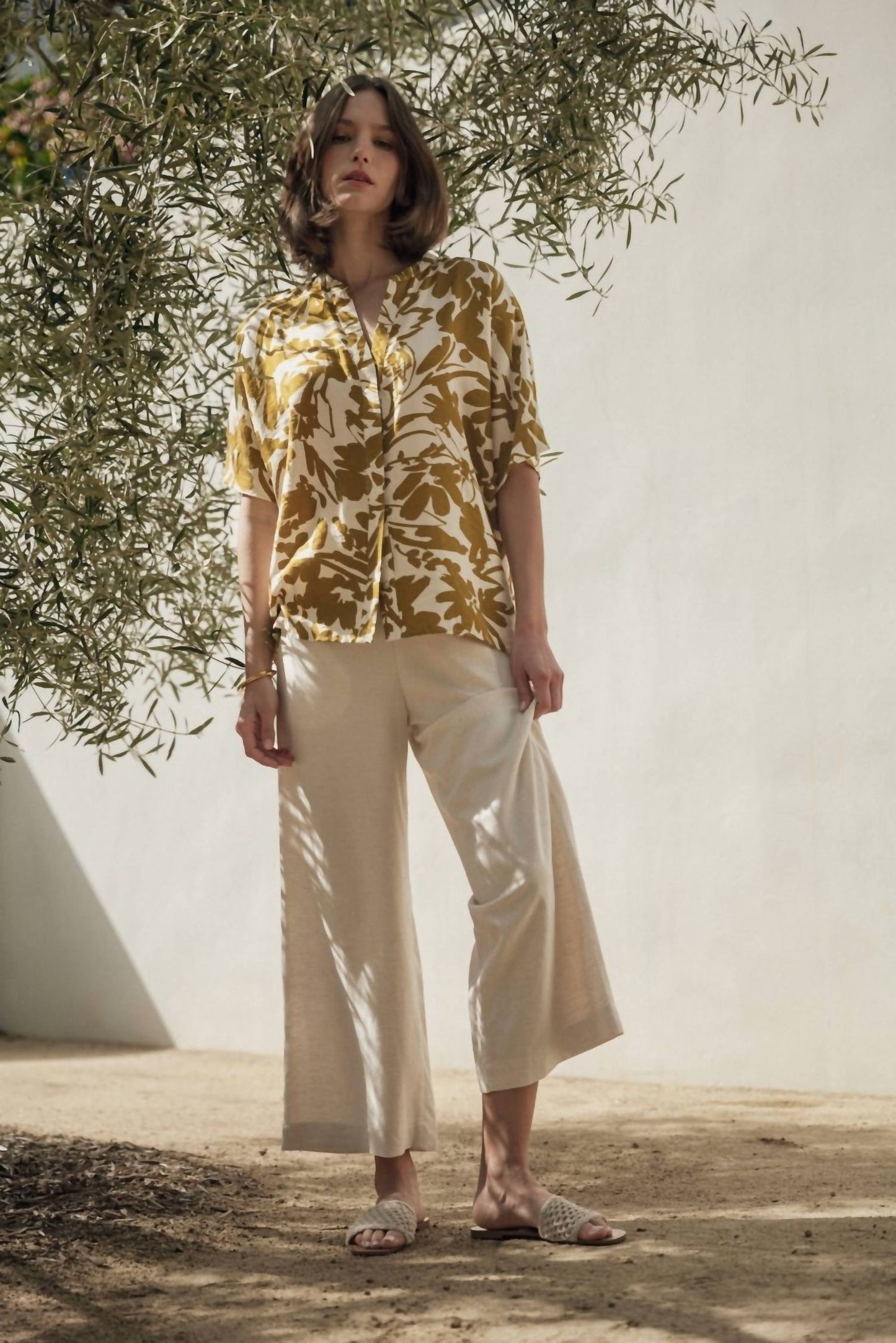Fun 2 Fun - Olive Botanical Blouse