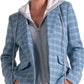 Elan - Plaid Long-Sleeve Layered Blazer Hoodie