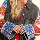 Davi & Dani - Patch Design Knit Sleeve Button Front Denim Jacket