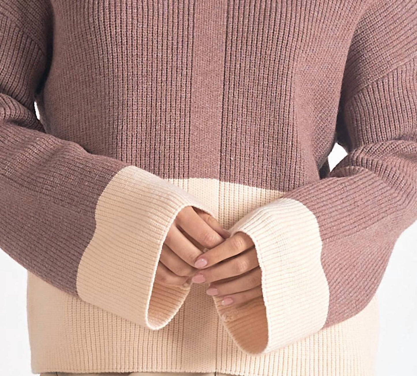 Elan - Vivianne Color Block Mock Neck