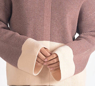 Elan - Vivianne Color Block Mock Neck