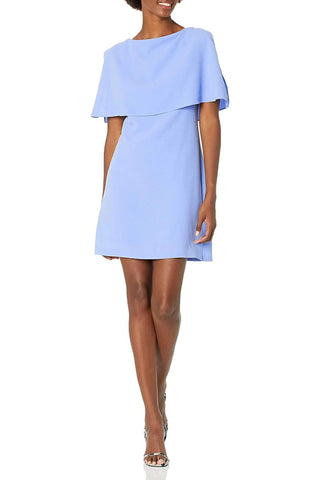 Adrianna Papell - Boat Neck Cape Sleeve Crepe Dress