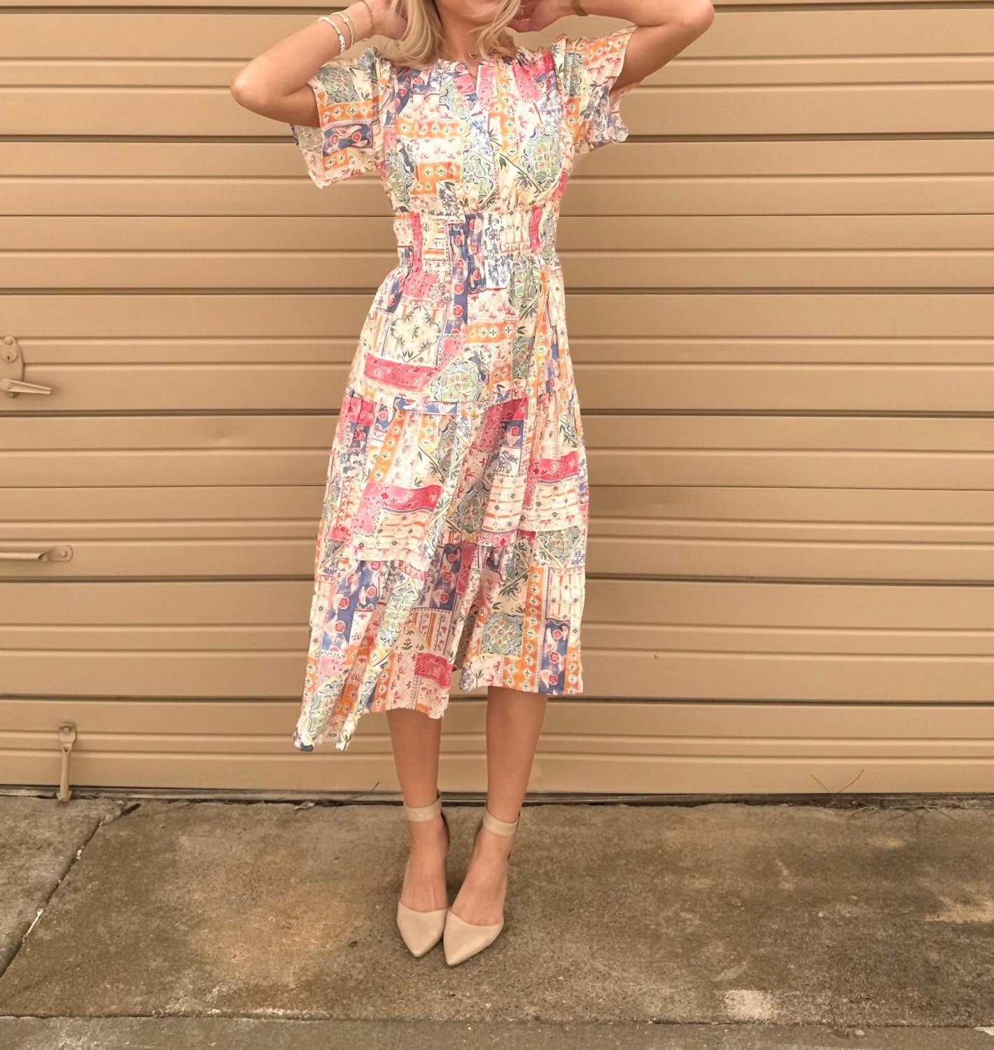 Aureum - Lucia Cotton Poplin Pintuck Midi Dress