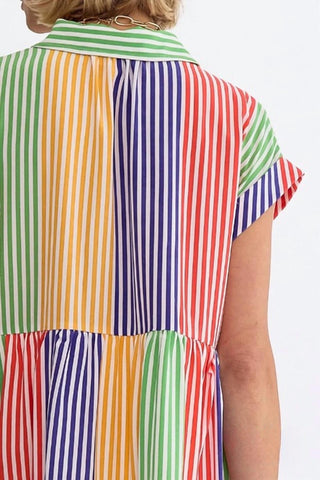 Entro - Nikki Stripes Mini Shirt Dress