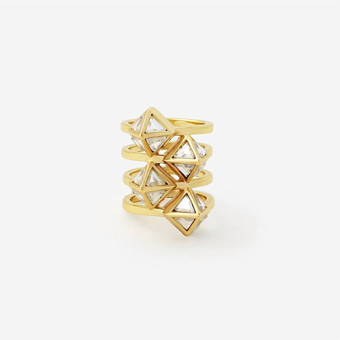 Avenue Chic - Women's Pyramid Mirror Statement Ring