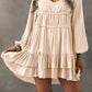 Frill Ruffled V-Neck Long Sleeve Mini Dress