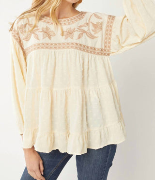 Entro - Embroidered Swiss Dot Blouse