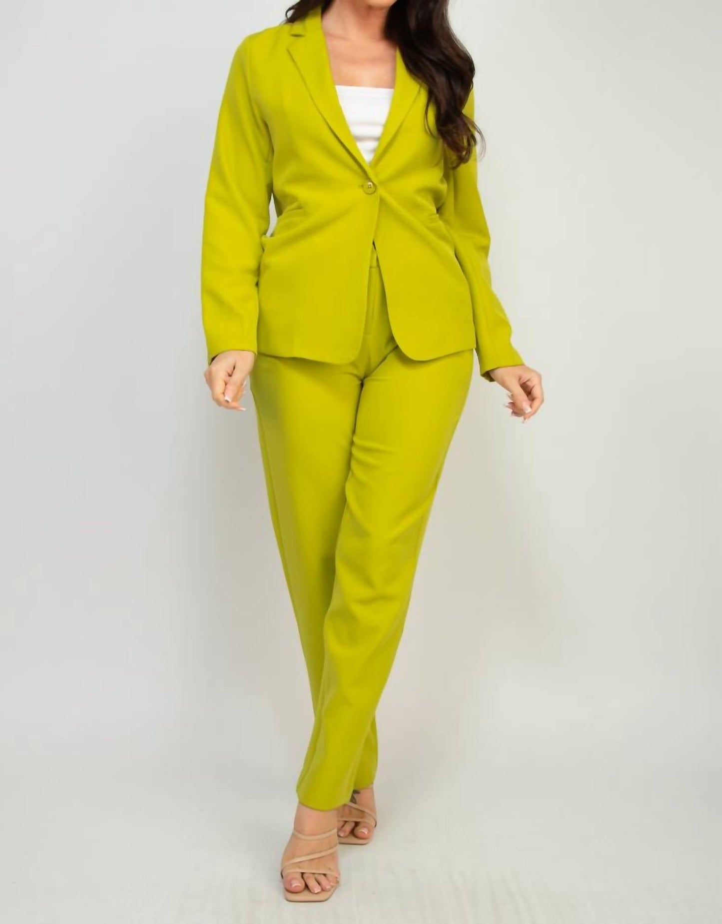 A.C.G. Los Angeles - Midrise Dressy Pants & Button Front Blazer Set