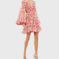 Mac Duggal - Floral Cutout Bell Sleeve Mini Dress