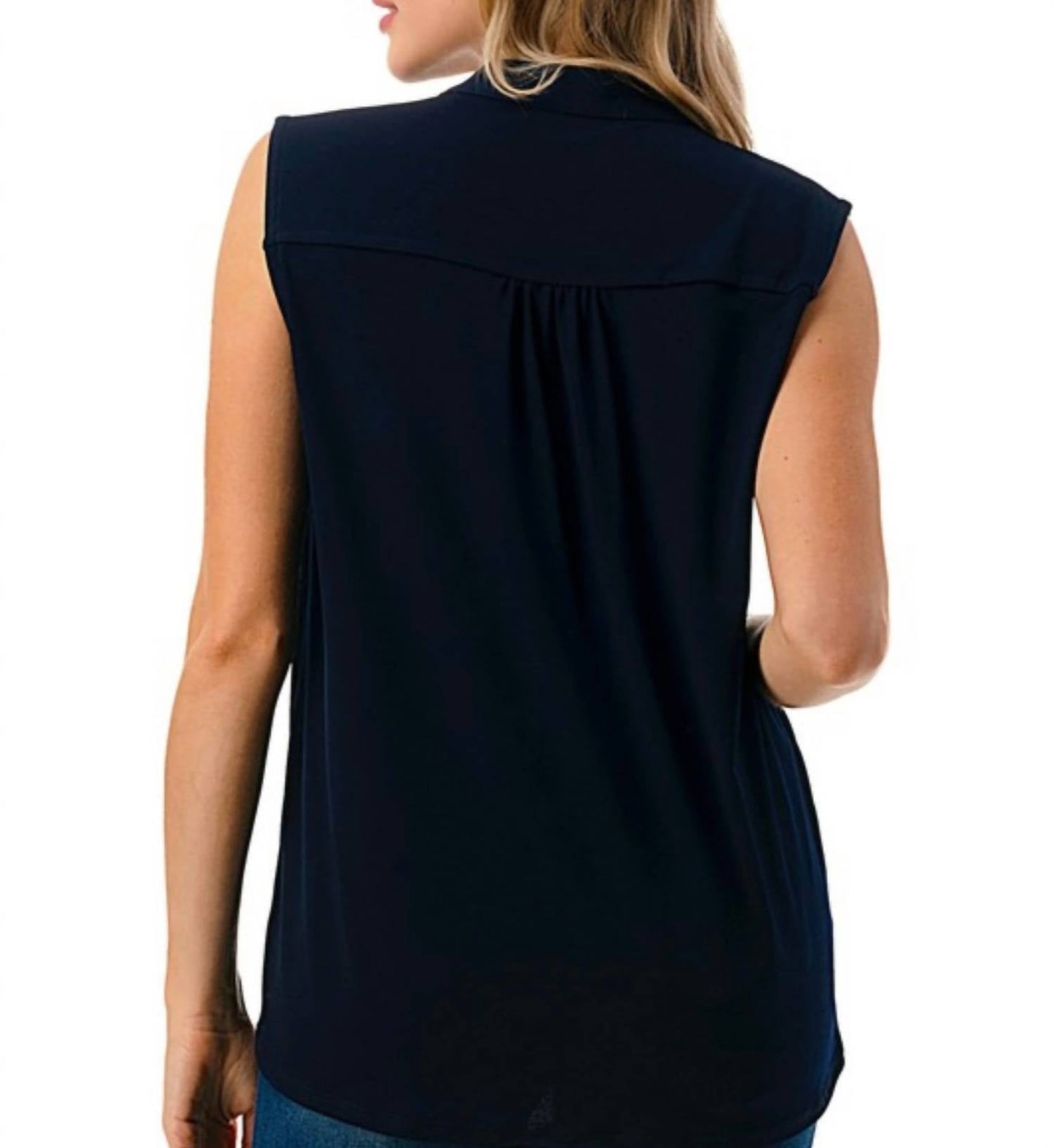 Ariella - Sleeveless V Neck Top With Tie Detailed Neck