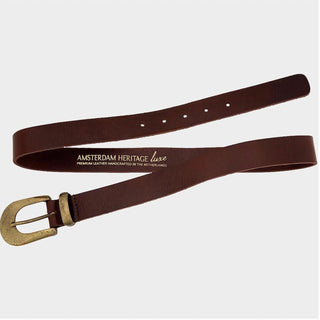 Amsterdam Heritage - Adrie | Skinny Leather Belt With Horseshoe Buckle And Tip