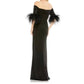 Mac Duggal - Feather Trim Off The Shoulder Column Gown