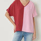 Entro - Color Block V-neck Top