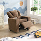 Kids Recliner Chair with Cup Holder - Brown Upholstered Couch