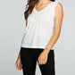 Chaser - Recycled Vintage Jersey Double V Ruffle Muscle Tank